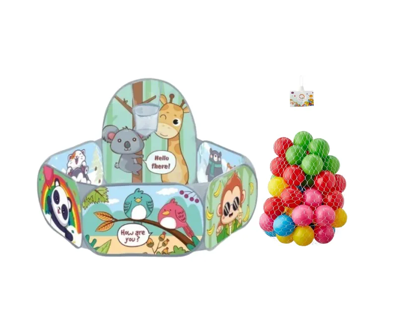 بيت كور بشكل حيوانات في كرتونة مع 50 كورة