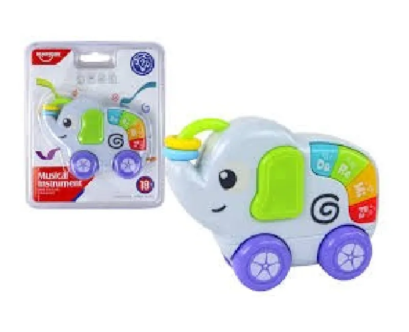 فيل بأزرار بيانو موسيقية (أبيض)