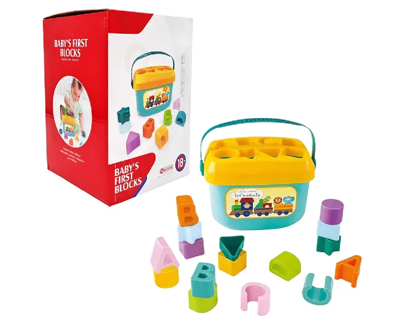 جردل مكعبات أشكال هندسية و حروف 16 قطعة (أخضر مينت)