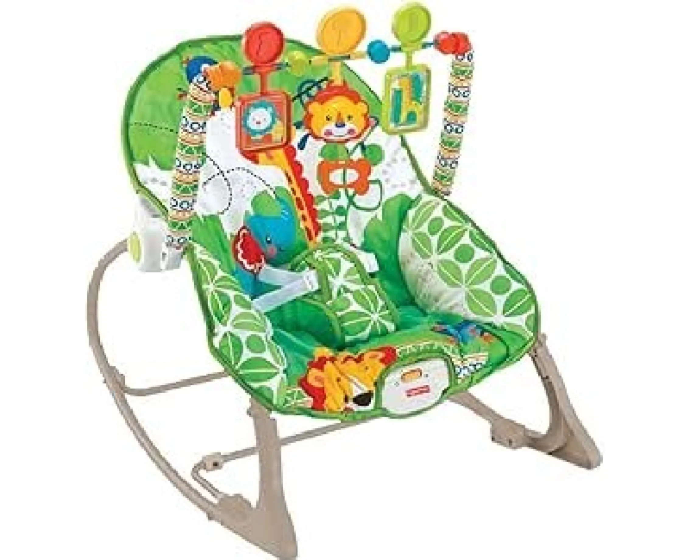 باونسر هزاز بشكل زرافة مع شريط العاب بلاستيكية -أخضر