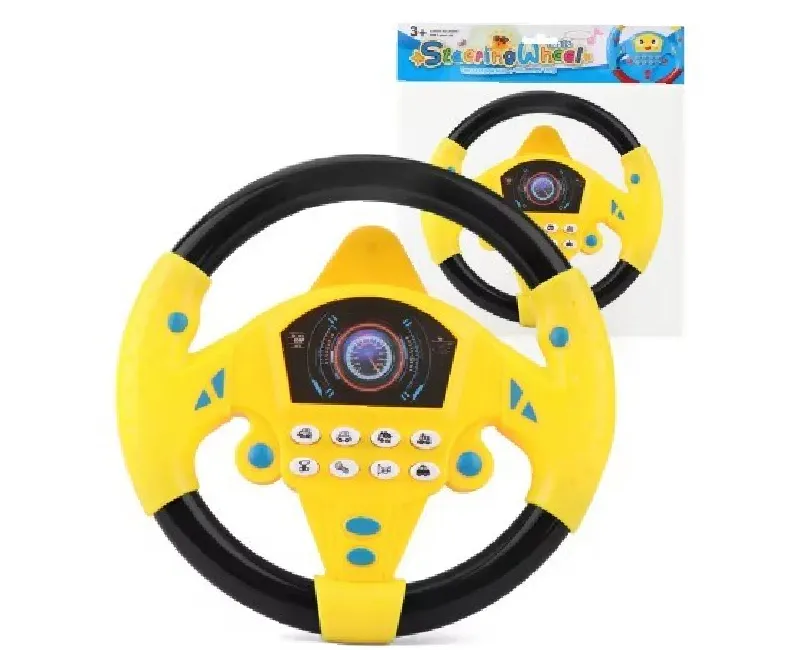 دركسيون سيارة مزود ب8 ازرار موسيقية (أصفر- أسود)