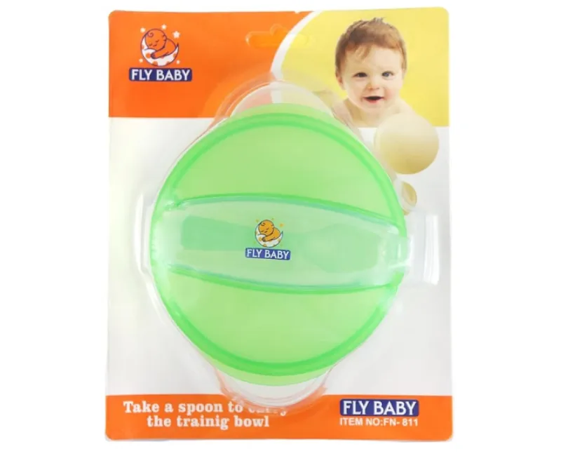 طبق و معلقة من فلاي بيبي قطعتين (أخضر)