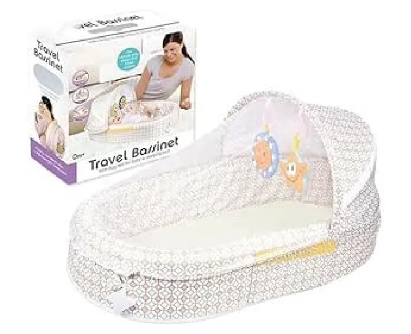 سرير اطفال محمول مع ناموسية  -بينك