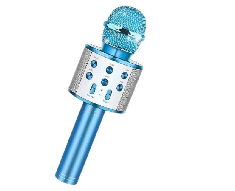 مايك لاسلكي بلوتوث و مكبر صوت (أزرق)