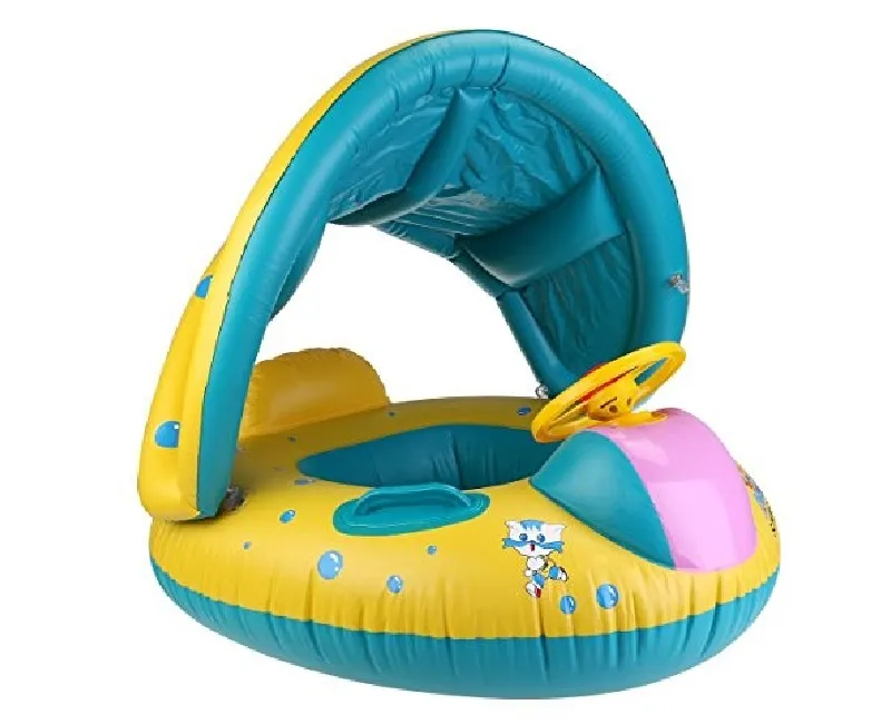 عوامة أطفال بغطاء شمس و دركسيون مينت أخضر