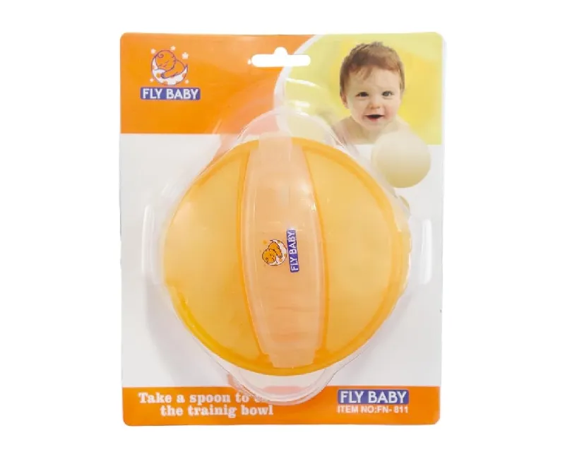 طبق و معلقة من فلاي بيبي قطعتين (برتقالي)