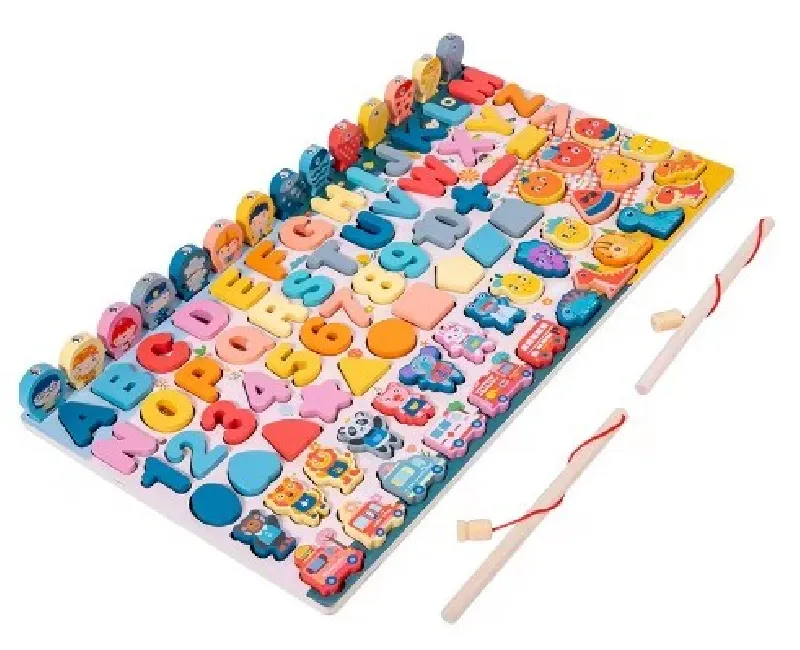 سبورة مكعبات خشب تعليمية 7 انشطة حجم كبير - كحلي