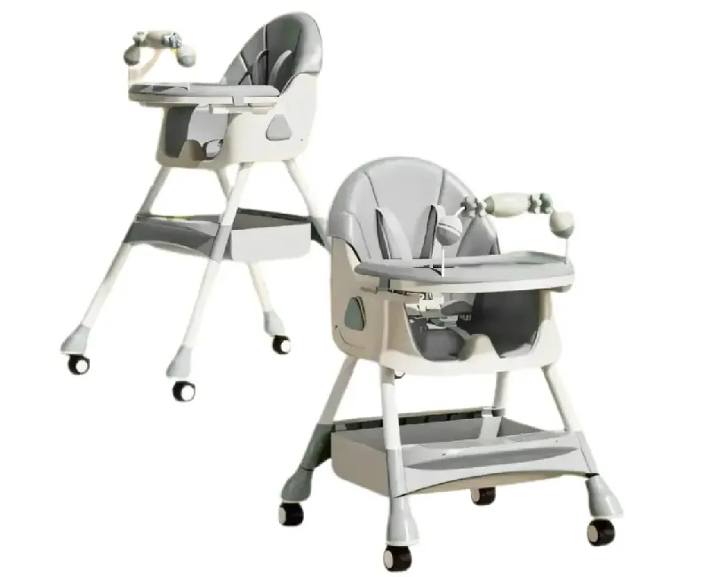 كرسي طعام للأطفال- رمادي