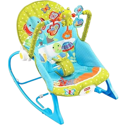 باونسر هزاز مع شريط العاب بلاستيكية -ازرق -اخضر tiibaby