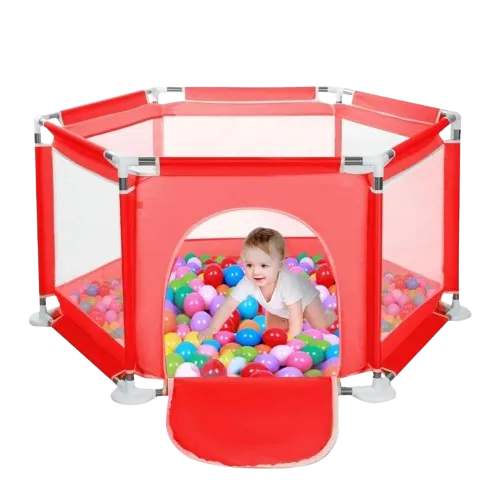 بيت كور سداسي بدون باسكت بول  105×60سم مع 50 كورة - احمر