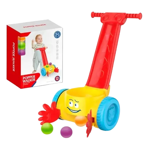 عربة الاطفال بموسيقي مع 3 كرات  - احمر