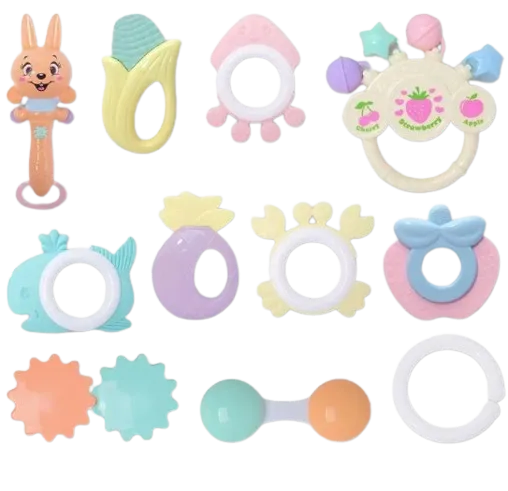 كيس شخاليل و عضاضات 11 قطع (ملون)