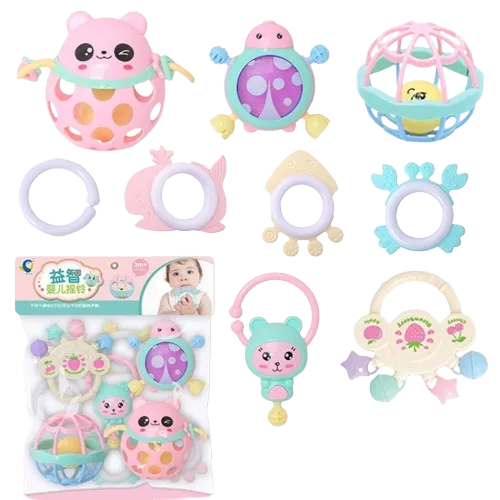 كيس شخاليل و عضاضات 9 قطع -ملون