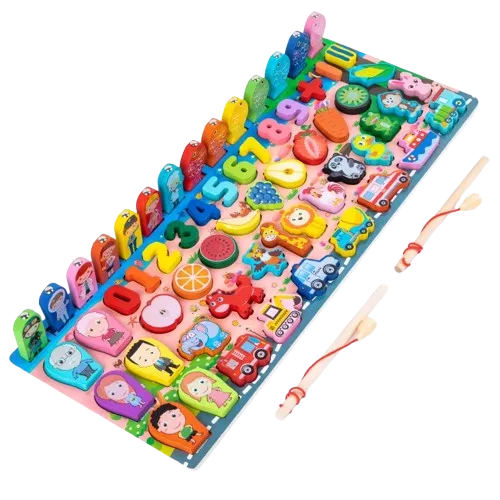 6*1 سبورة تعليمية خشبية لتعليم الاشكال والحروف والارقام