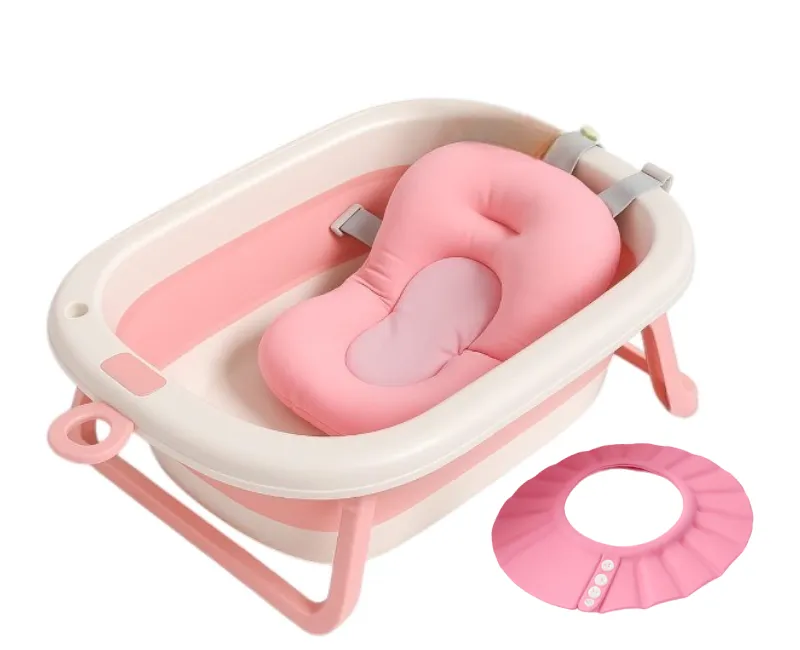 بانيو استحمام  - برتقالي مع مخدة استحمام وكاب شاور فوم