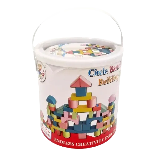 جردل  مكعبات خشبية  خاصة بالبناء 50 قطعة - متعدد الالوان