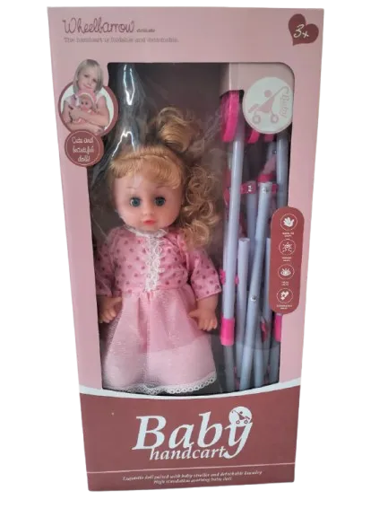 عروسة بلاستيكية بعجلة ناطقة - بينك