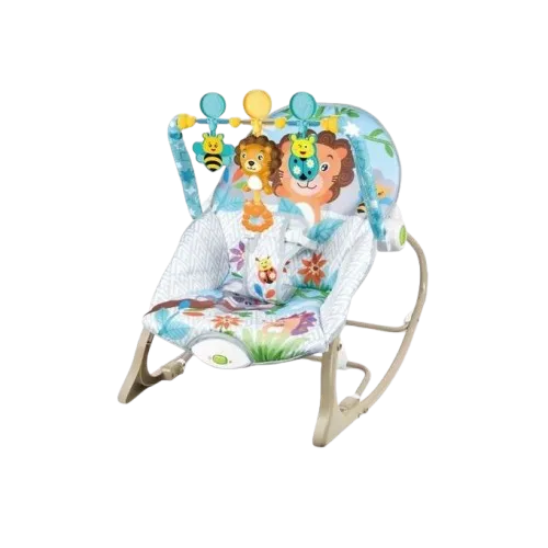 باونسر هزاز مع شريط العاب بلاستيكية - رمادى