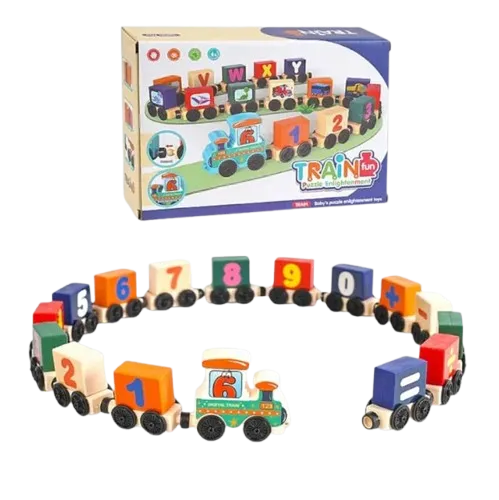 قطار ومكعبات بلاستيكية تعليمية