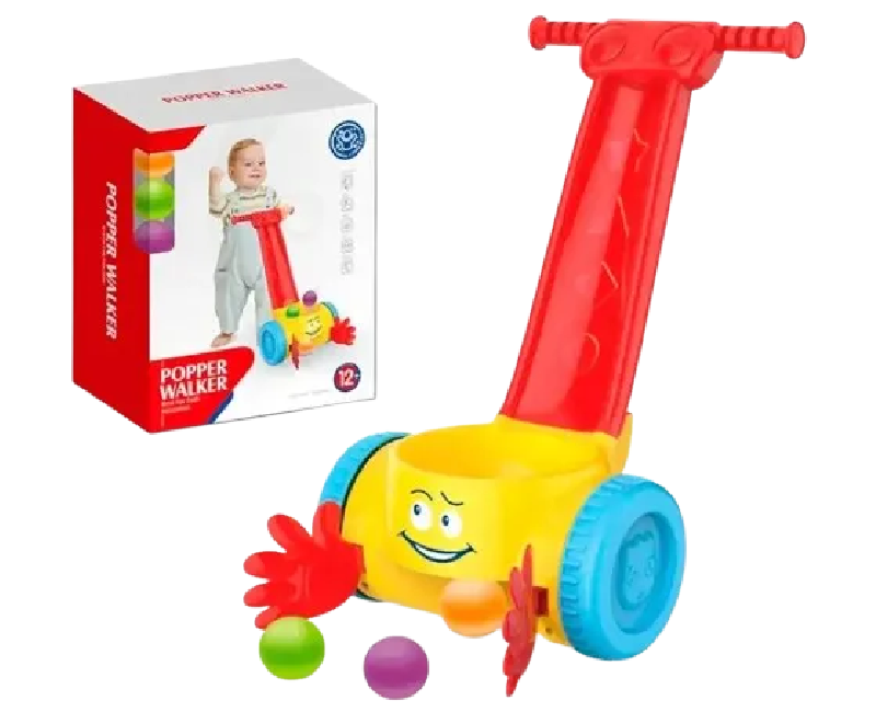 عربة الاطفال بموسيقي مع 3 كرات  - احمر