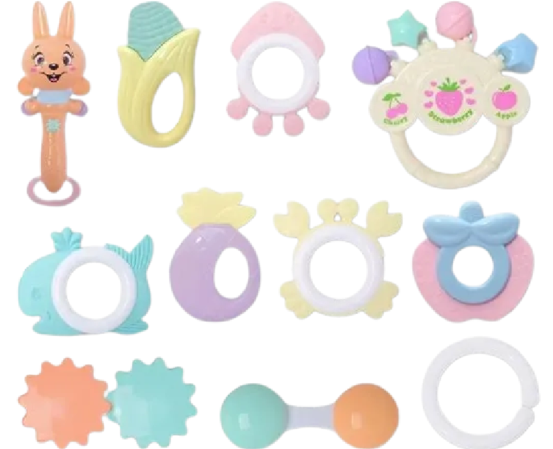 كيس شخاليل و عضاضات 11 قطع (ملون)