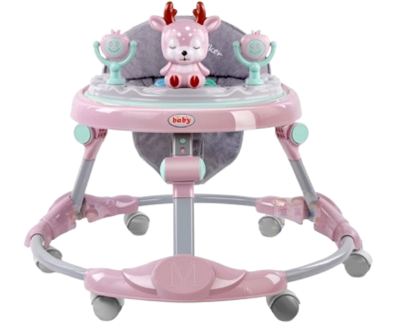 مشاية اطفال بيانو شكل غزالة  - بينك