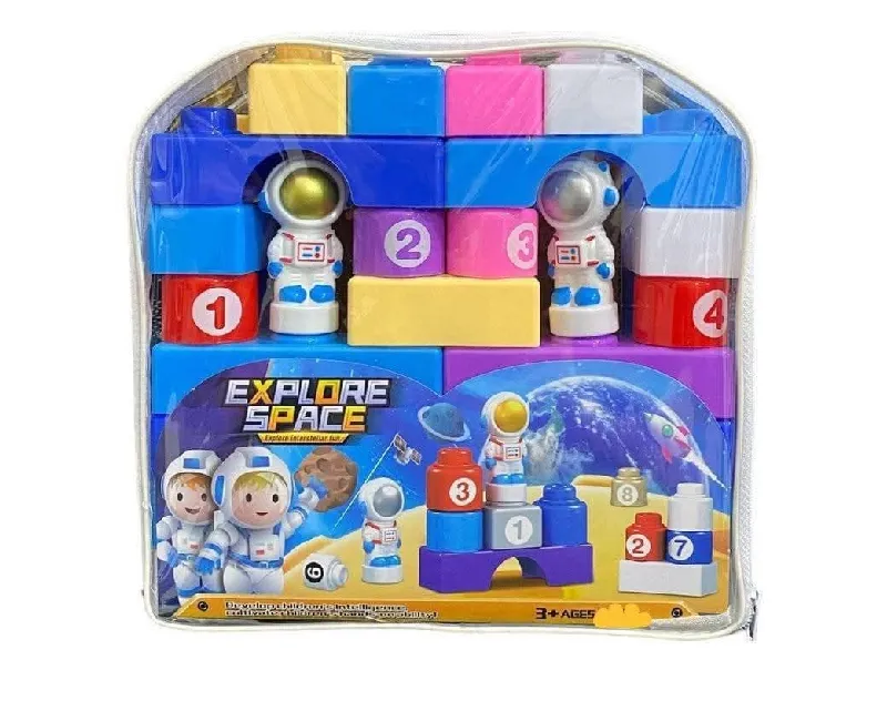 مكعبات رواد الفضاء لون ازرق _ 30 قطعة