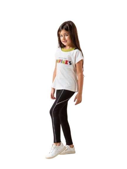 9*ترنج بناتي كاجوال تلت قطع توب وتي شيرت وبنطلون