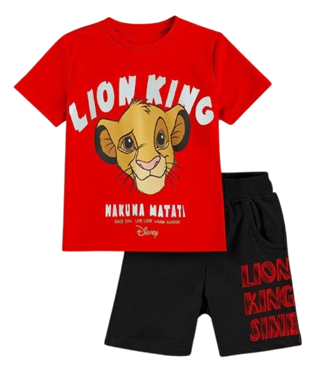 ترنج ولادي قطعتين شورت وتي شيرت احمر في اسود*68