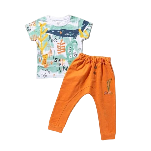 ترنج اطفالي ولادي قطعتين بنطلون وتي شيرت بنص كم صيفي *94