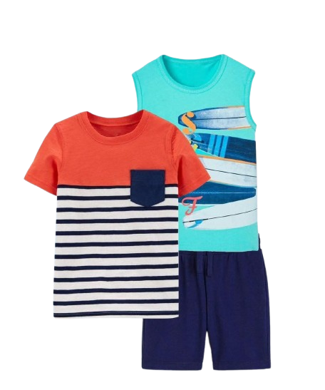 ترنج ولادي 3 قطع شورت وتي شيرت كات وتي شيرت بنص كم *59