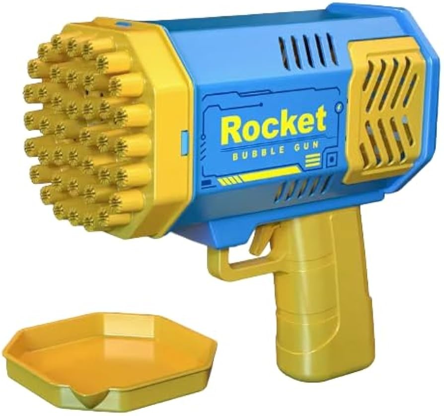 مسدس فقاعات 69 فتحة يعمل بالكهرباء -اصفر _ ازرق