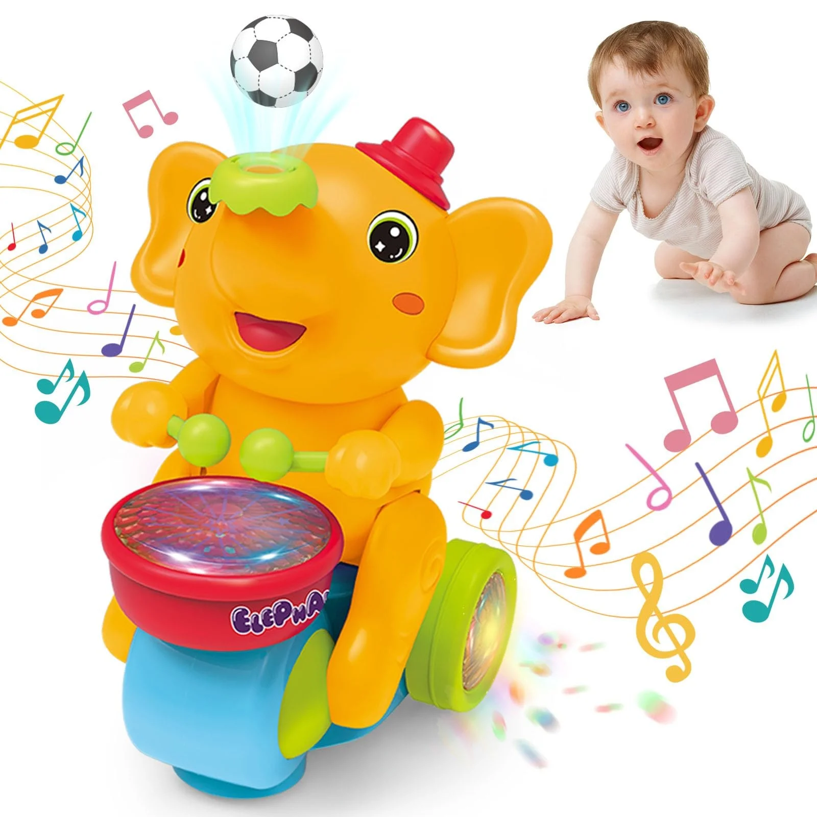 فيل متحرك مع كورة صغيرة  _ برتقالى